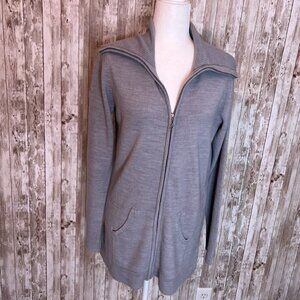 Susan Graver Gray Full Zip Tunic Sweater size Small